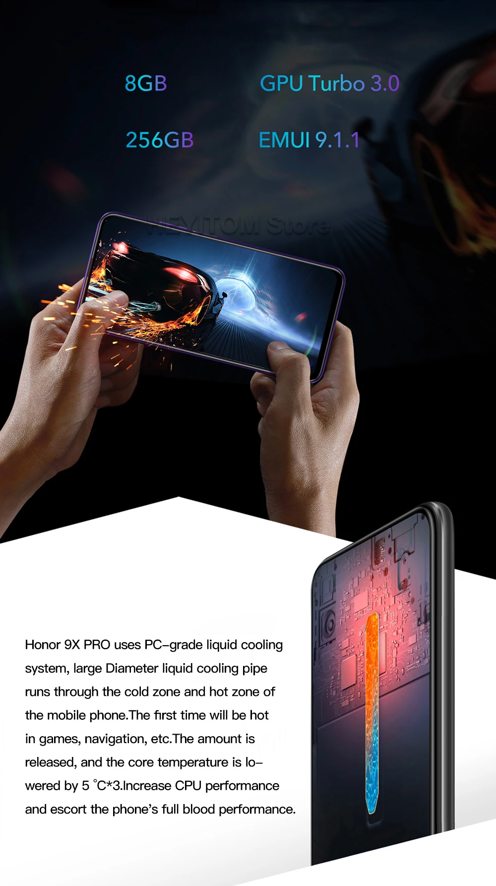 honor 9x pro Kirin 810 жидкостное охлаждение тепла 4000 мАч 48 миллионов ультра широкий угол ночной съемки три камеры 6,59 дюйма