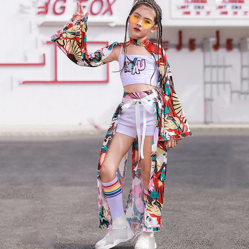 

Children Costume Chinese Style Jazz Dance Costume Girl Fashion Model Hip-hop Dance Suit Girl Catwalk Fashion Flare Sleeve Model