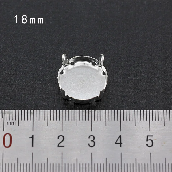 18mm round 30p пустая основа установка пришивные стразы граненые хрустальные драгоценности Посеребренные пустые коготь для камня аксессуары для одежды ссылка 1 - Цвет: 18mm round