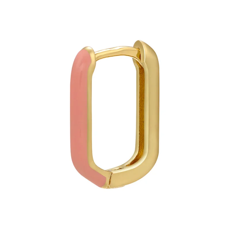 New DIY Dripping Oil Earrings Female Geometric Rectangle Color Preserving Metal Ear Buckle Jewelry Accessories For Handmade