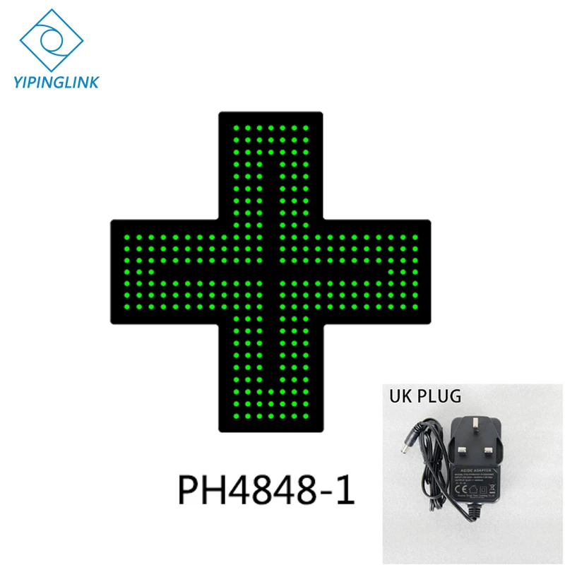 PH4848-1-UK PLUG Зеленый синий светодиодный знак Креста высокой яркости маленький размер 48*48 см медицинский магазин Неоновый крест Крытый крест доска - Мощность в ваттах: PH4848-1-UK PLUG
