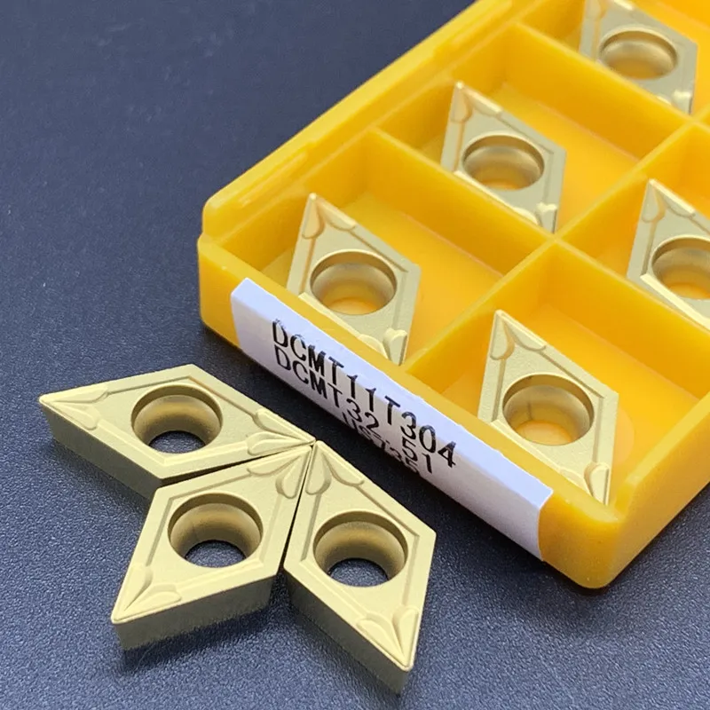 Inserções de Carboneto Original de Alta Qualidade Lâmina Liga Dura Ferramenta Torneamento Cilíndrico Cnc Dcmt11t304 Vp15tf Dcmt11t308 Us735 Ue6020 Ferr. torneam.