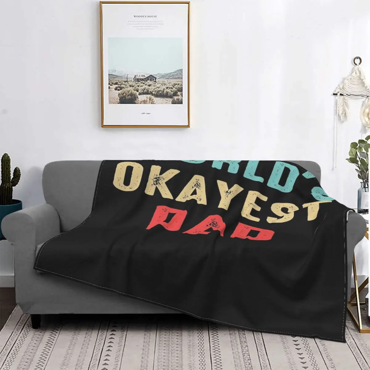 

World's Okayest-Camiseta de papá, 2 mantas, colcha para cama, sofá cama a cuadros, funda térmica, toalla de playa de lujo