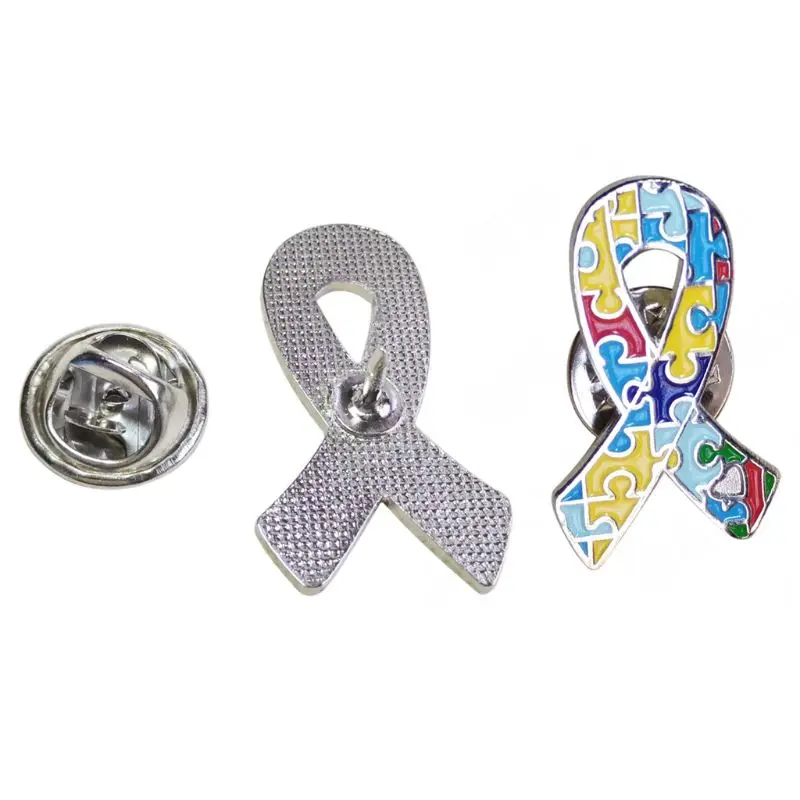 Разноцветная эмалированная брошь-пазл с изображением осведомленности при