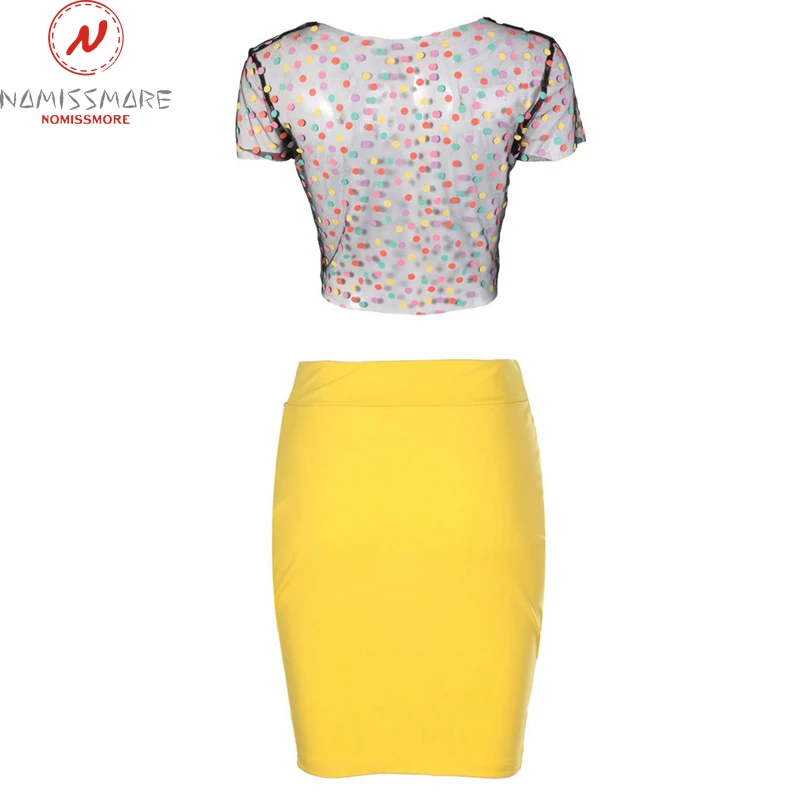 Женский комплект из двух предметов сетчатый лоскутный дизайн прозрачный топ с