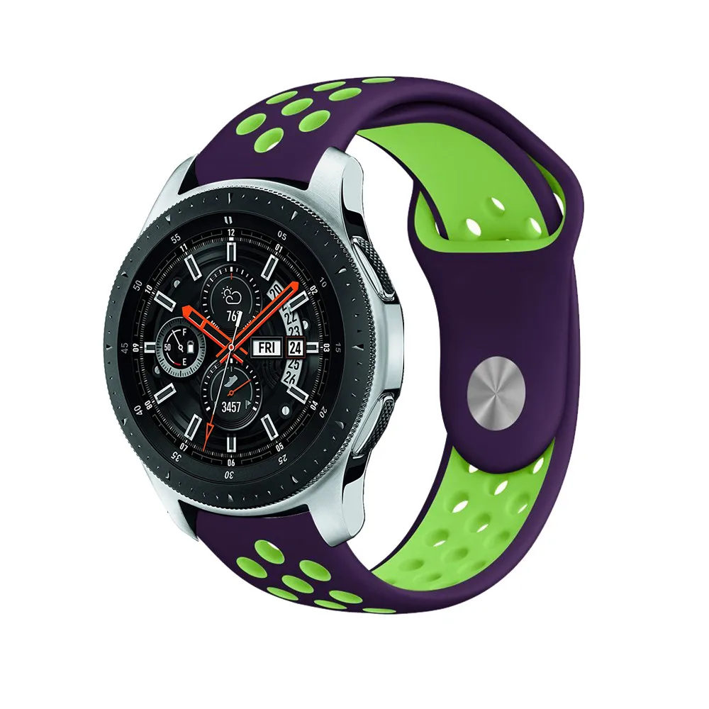 22 мм 20 мм спортивный ремешок для samsung gear Sport S2 S3 Galaxy Watch Active 42 мм 46 мм силиконовый ремешок для Huami Pebble Time huawei gt 2 - Цвет ремешка: purple green