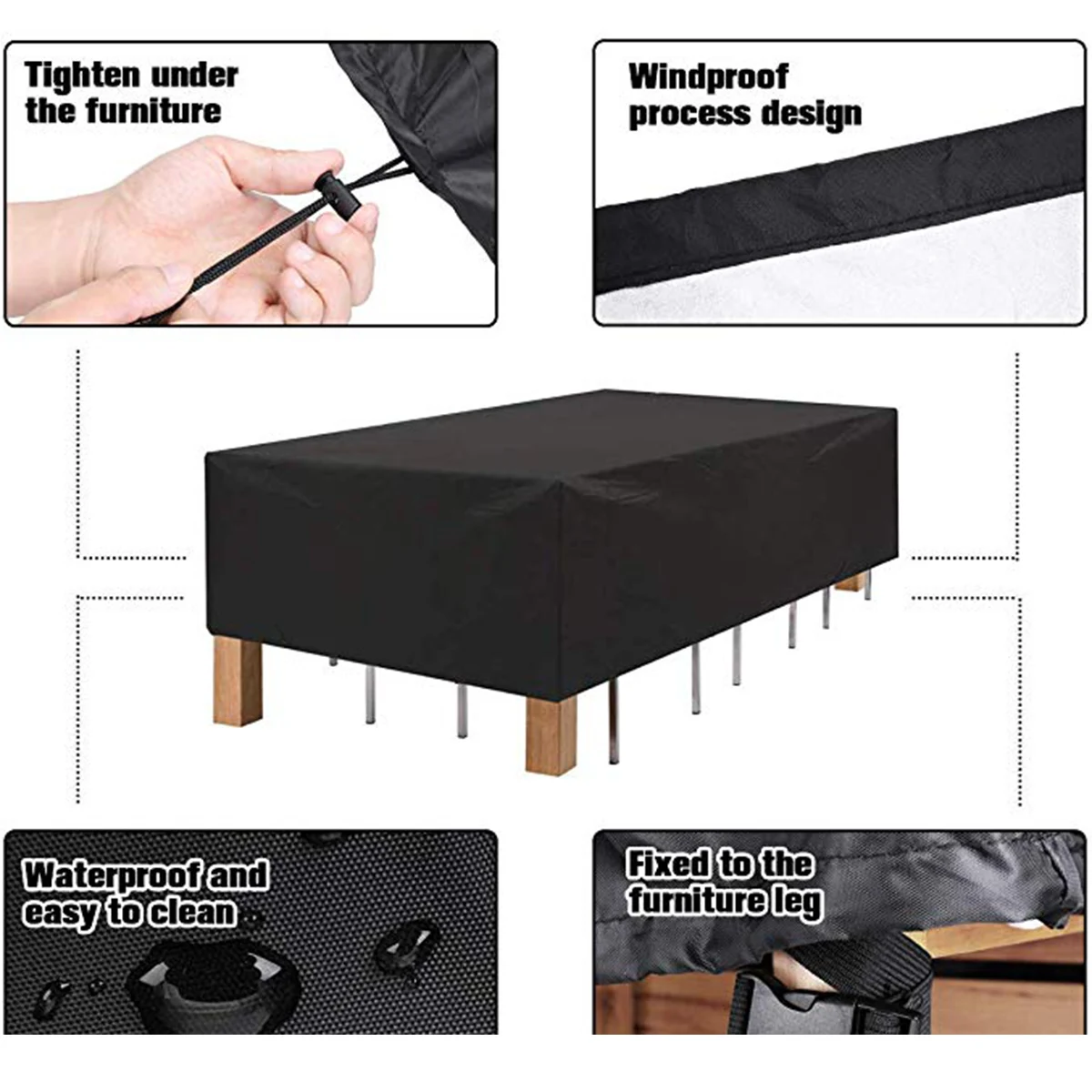 

Outdoor Garden Furniture Cover Dust-proof Waterproof Anti-UV Patio Furniture Protector for Chair Table Benches