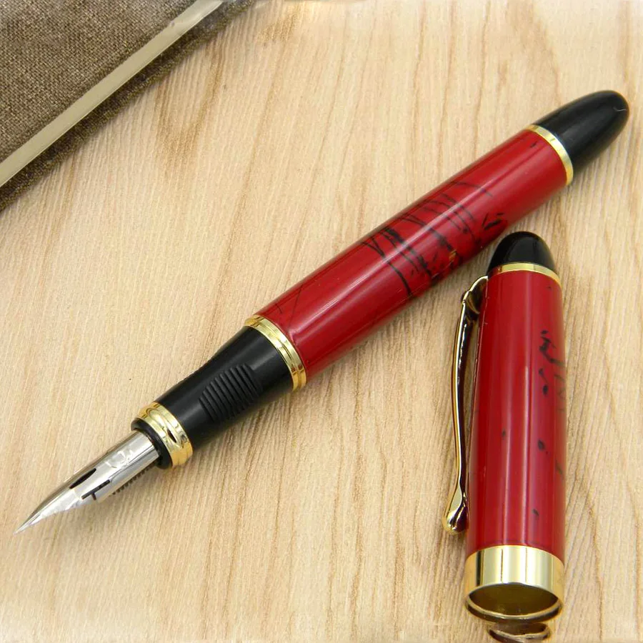 JINHAO 450 г перо Металл Золотой модифицированный каллиграфия круглый корпус цветок тело английская авторучка - Цвет: dark red