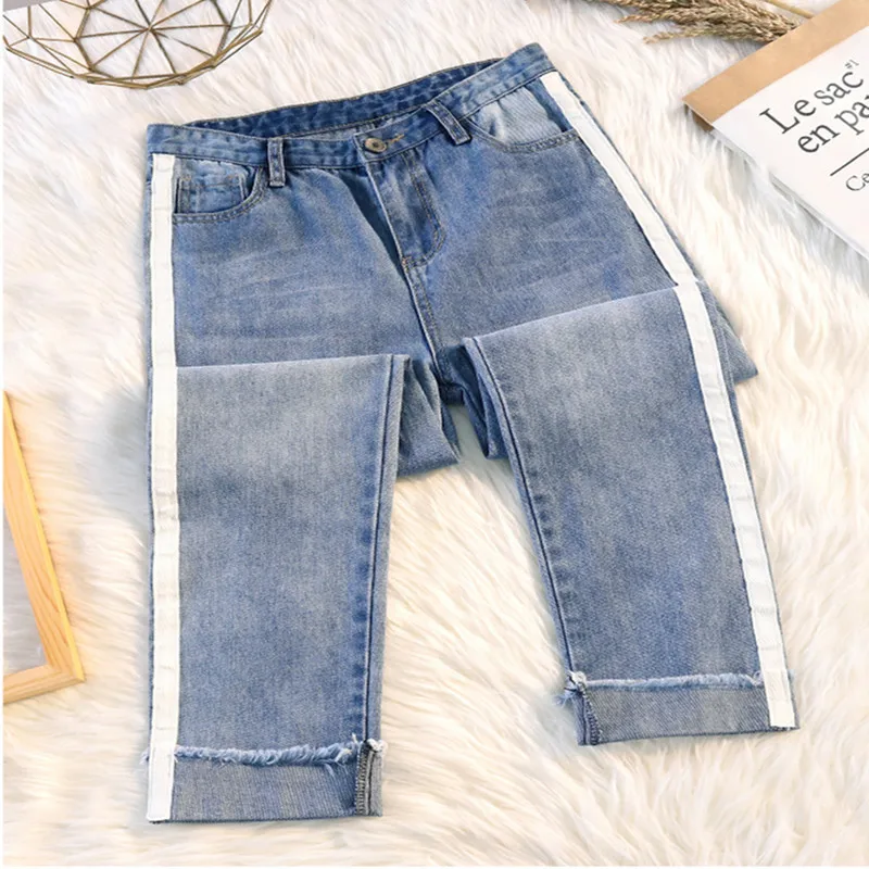 Женские джинсы большого размера синие свободные винтажные модные женские с