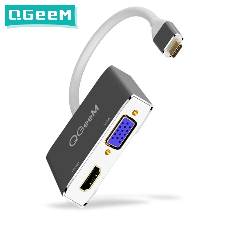 QGeeM USB C HDMI VGA адаптер Type c к 4K папа женскому для MacBook Pro ChromeBook Huawei P20 galaxy S9 HDMI|Кабели HDMI|