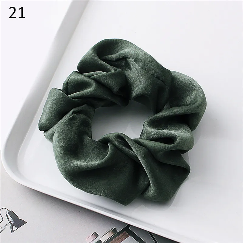 Satin-021 1 шт Мода мягкий бархат большой Упругие волосы веревки Scrunchies для Для Женщин Девочек Сладкий сплошной волос держатель ленты Галстуки резинка для волос аксессуары - Цвет: Satin-021