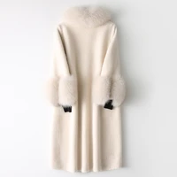 fur real coat female sheep shearling fur winter jacket women clothes 2020 fox fur collar wool coats korean outwear my s