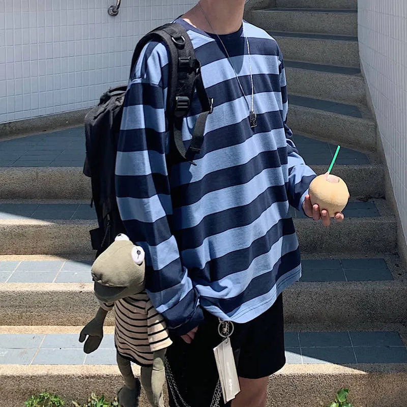 

Cool Streetwear Men Striped T Shirt Summer 2021 Mens Harajuku Korean Fashions Hip Hop T-Shirt Male Oversized Yellow Tshirt Male