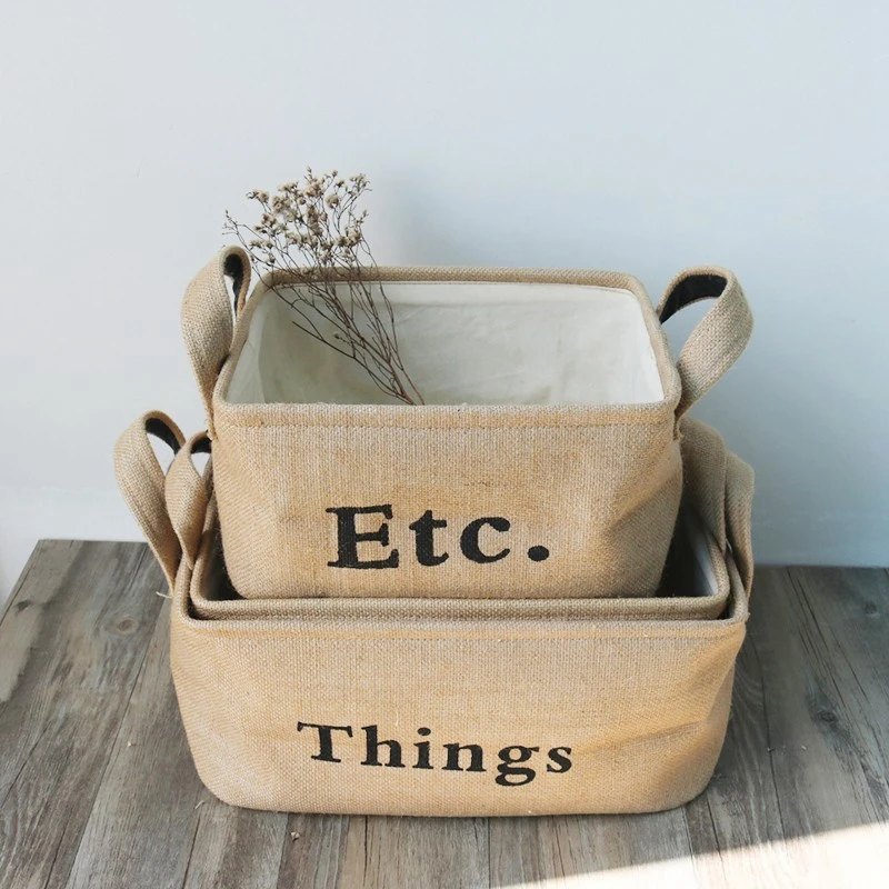 Джутовая корзина для хранения складной органайзер плетеная корзины белья с