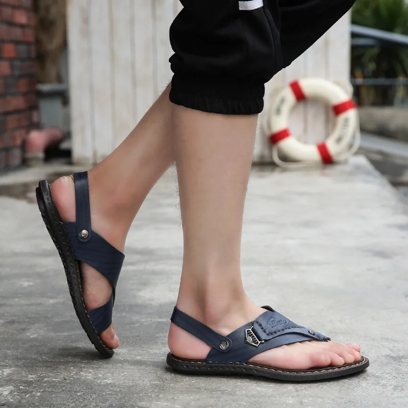 Роскошные летние мужские шлепанцы в Корейском стиле Вьетнамки с открытым носком