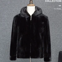 real mink fur coat mens black with hood 2021 new haining mink fur suede mens fight jacket natural fur vest jacket fashion