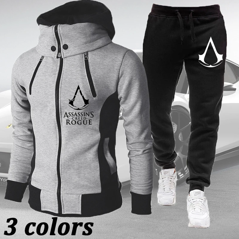 

Новинка Осень-зима модные теплые мужские комплекты с принтом логотипа убийцы толстовка с воротником-стойкой и брюки повседневный мужской с...