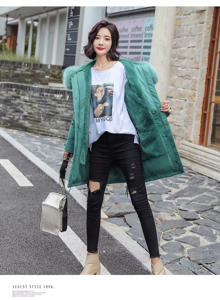 Зимняя куртка женская с меховым капюшоном зимняя X-Long Двусторонняя одежда парка пальто Толстая двойная теплая Большая Меховая куртка с капюшоном
