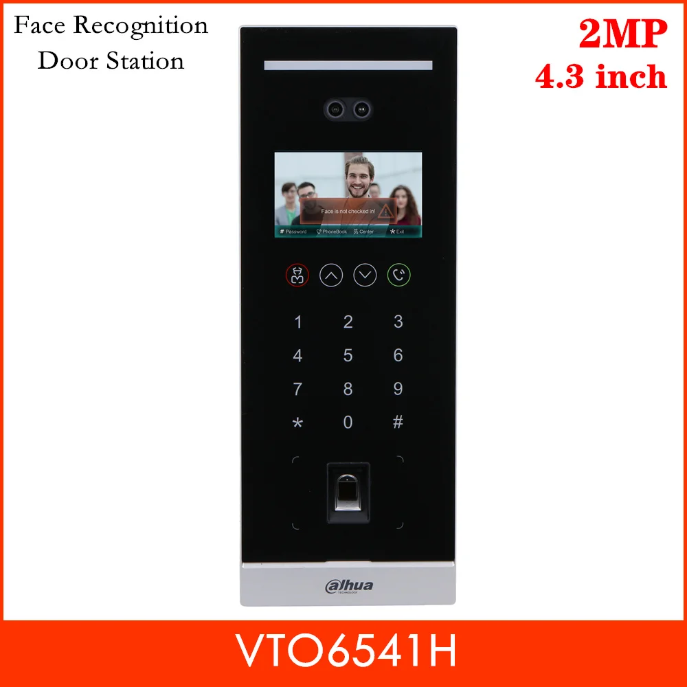 

Dahua VTO6541H Распознавание лиц, дверная станция 4,3 дюймов 800*480 2MP CMOS, поддержка пароля, IC карта отпечатков пальцев/удаленное распознавание лица