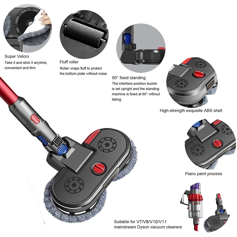 

Electric Wet Dry Mopping Head for Dyson V7 V8 V10 V11 Vacuum Cleaner Replaceable Parts with Led Lights