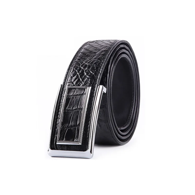 

Crocodile man Belt Business Affairs Men's belts Smooth Buckle Leisure Time Genuine Leather Waist ceinture homme luxury brand