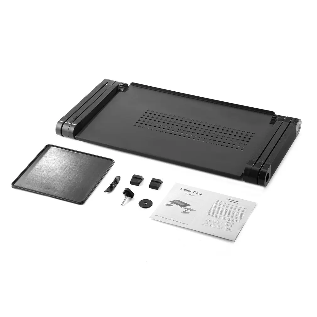 

Adjustable Table Laptop Computer Desk Portable Bed Tray Book Stander Multifuctional & Air Holes Tabletop with Mouse Pad