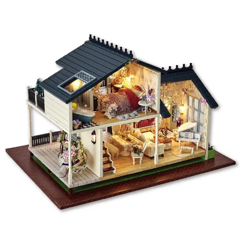 

YX Doll House Wooden Doll Houses Miniature Surprise Dollhouse Furniture Kit With LED Toys For Children Birthday Christmas Gift