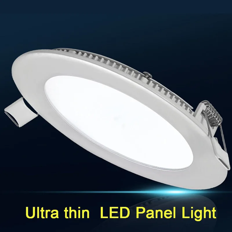 Panel LED ultradelgado, 3W, 6W, 9W, 12W, 15W, 18W, redondo/cuadrado, luz LED empotrable de techo, lámparas regulables, AC85-265V
