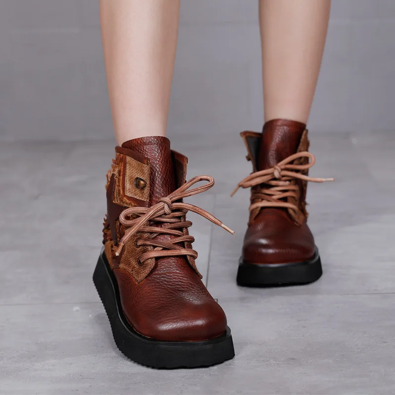 

2020 осень и зима новые короткие сапоги женские винтажные Кожаные Ботинки Martin с круглым носком на шнуровке Тонкие сапоги