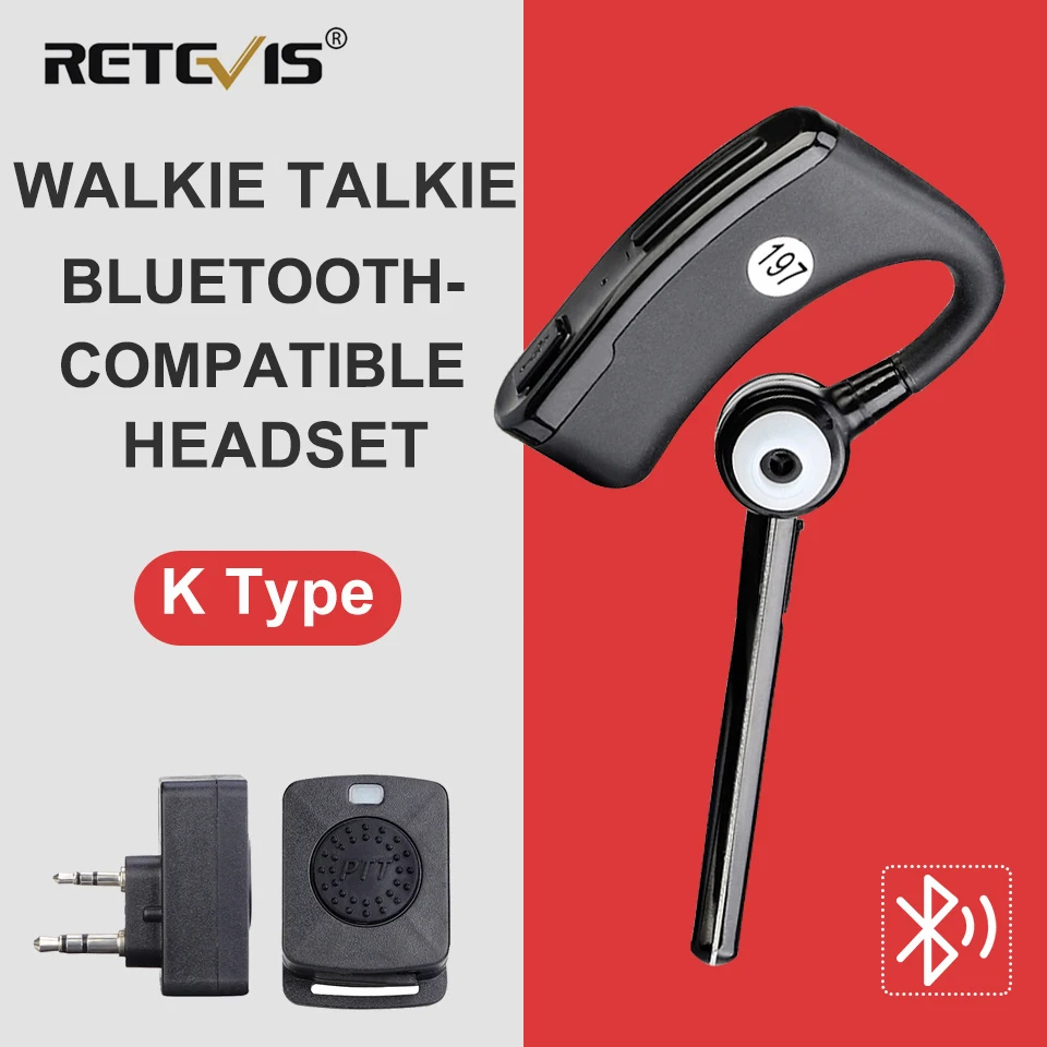 

Беспроводные Bluetooth-наушники Retevis, гарнитура на палец PTT для Kenwood Retevis Baofeng UV 5R UV 82 BF888S