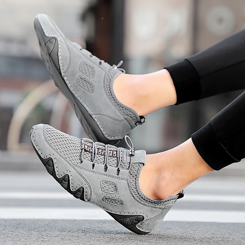 Male Outdoor Mountain Climbing Sneaker Shoes Men Ankle Suede Hiking Boots Plus Size 46 High Top Classic Trekking Footwear