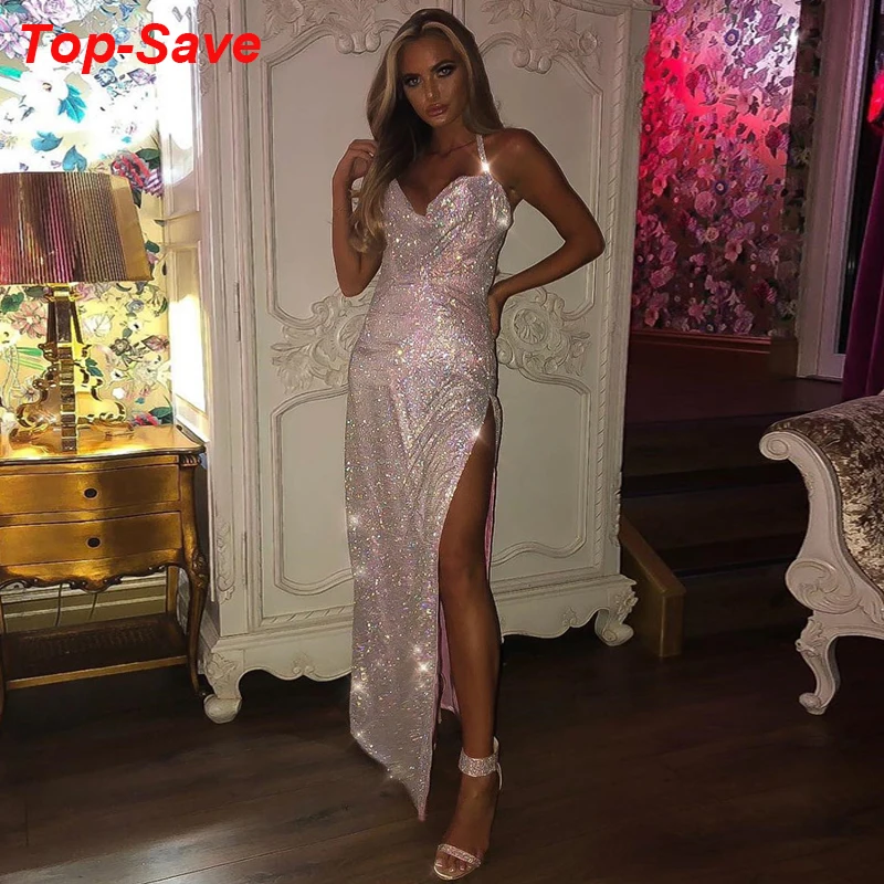 Festival Women Dress Summer Off shoulder Backless High Waist Sequin Dresses Luxury Glitter Metal Diamonds Rhinestone Party Dress|Женские платья| |