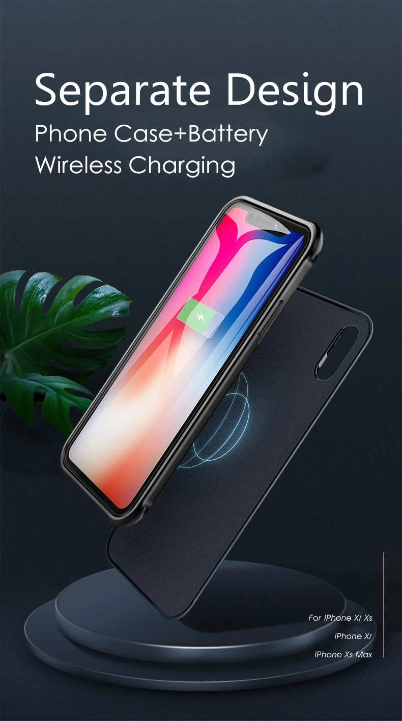 Для iPhone Xs XR Корпус Зарядного устройства 2 в 1 светодиодный дисплей ультратонкий магнитный беспроводной Powerbank для iPhone Xs аккумулятор Max чехол