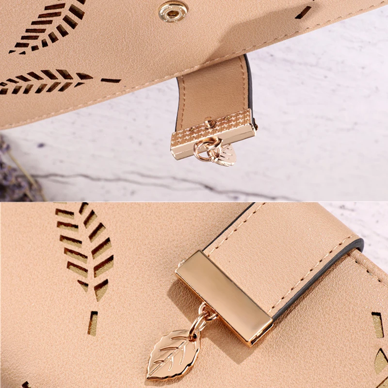 2021 женский кошелек с полыми листьями для кредитных карт женские кошельки монет