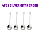 Ложки для гитары, кофе, 4 шт., музыкальные ложки из нержавеющей стали 304, ложки для смешивания, сахарная ложка, модная посуда, подарок Вечерние