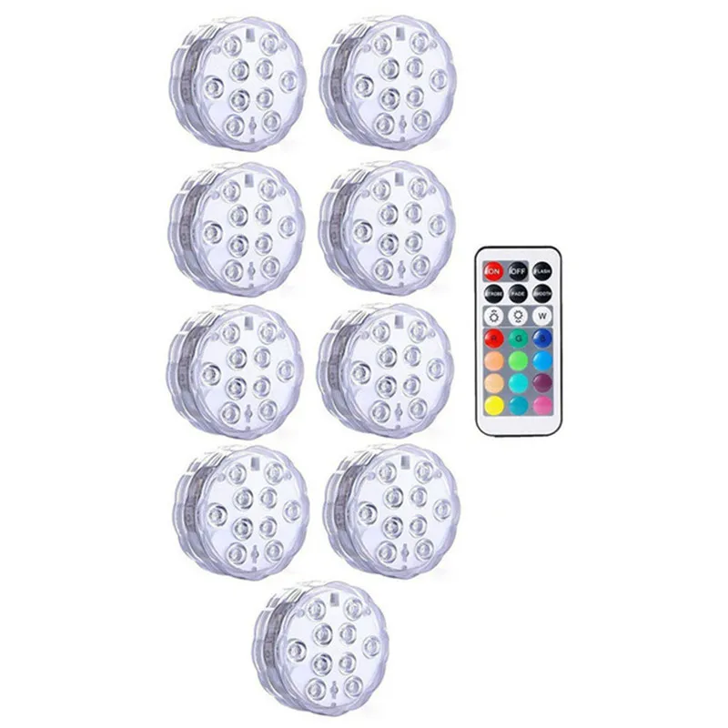 9 lamp 1 controller 10 светодиодный s RGB погружной светодиодный фонарь для использования под водой светодиодный ночник чайная ваза-лампа аквариум для бассейна свет для сада Weddin - Испускаемый цвет: 9 lamp 1 controller