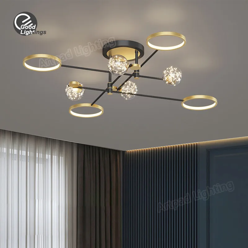 

New Design Star Modern Pendant Light 4/6/8 Head Ceiling Lamp Gold LED Lighting for Dining Room Living Room Bedroom Chandeliers