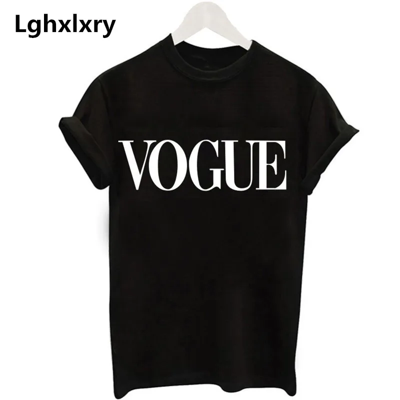 Новинка Харадзюку женские футболки летняя мода VOGUE футболка с круглым вырезом