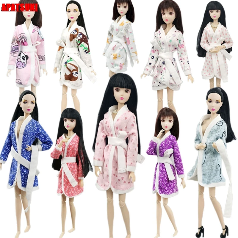 Розовый серый халат в форме сердца для куклы Барби зимняя Пижама одежда сна