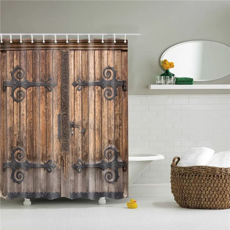 Old Door Series Shower Curtain Fabric Hanging Waterproof Polyester Bath Bathroom Decor Screen With Hooks | Дом и сад