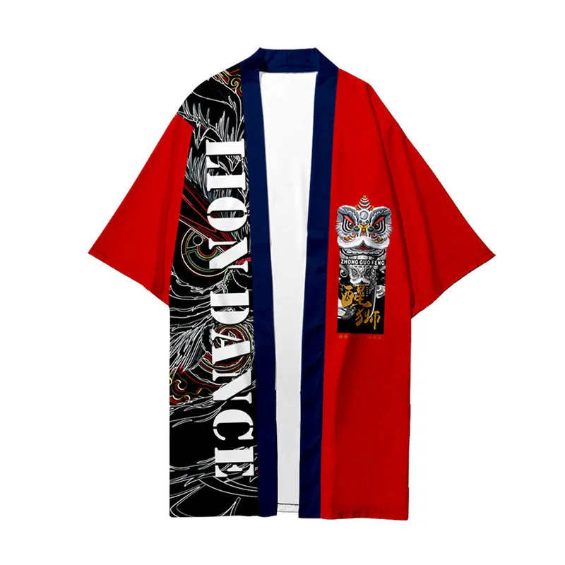 Lion 3D Print Samurai Japanese Style Kimono Haori Men Women Cardigan Chinese Dragon Traditional Clothing Asian Clothes | Тематическая