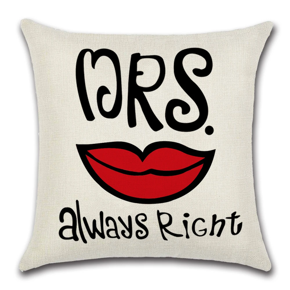 Love Couple Pillow Case Letter Mr and Mrs Cover Cushion Covers for Home Wedding Decoration Valentine 45*45cm | Дом и сад