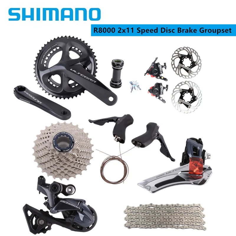 

Shimano Ultegra R8000 2x11 22 скоростной дисковый тормоз дорожный велосипед обновление 6800 165/170/172.5/175 мм 53-39T 50-34T 52-36T