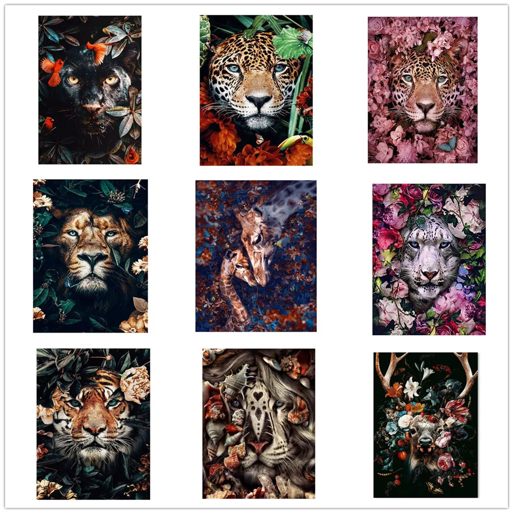 

Dpsprue 5D Diy Full Round Stone Resin Diamond Painting Cross Stitch Animal Flower 3D Embroidery Diamant Mosaic Gift