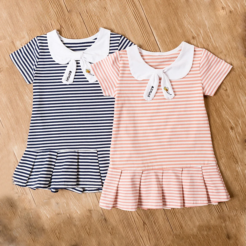 2019 летнее платье для маленьких девочек детское принцессы в полоску новое 12