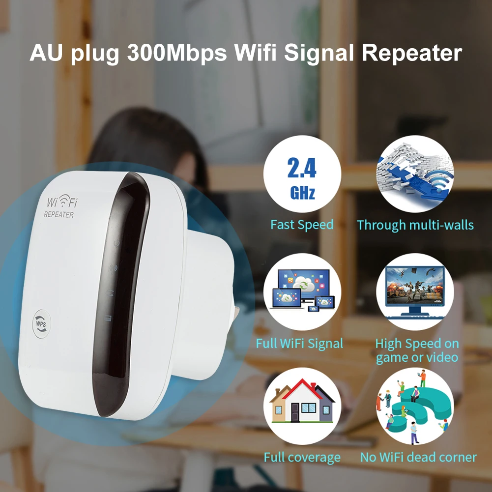 

300Mbps Network Booster Long Range AP WiFi Router Signal Amplifier 2.4GHz Wireless Extender Repeater Access Point AU Plug