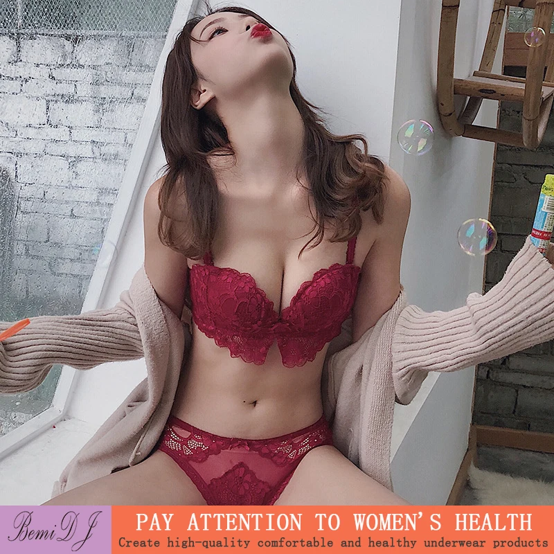 

Beauty Back Sexy Women's Underwear Set Lace Bralette Push-up Bra and Panty Sets Female Brassiere Embroidery Sexy Lingerie Set