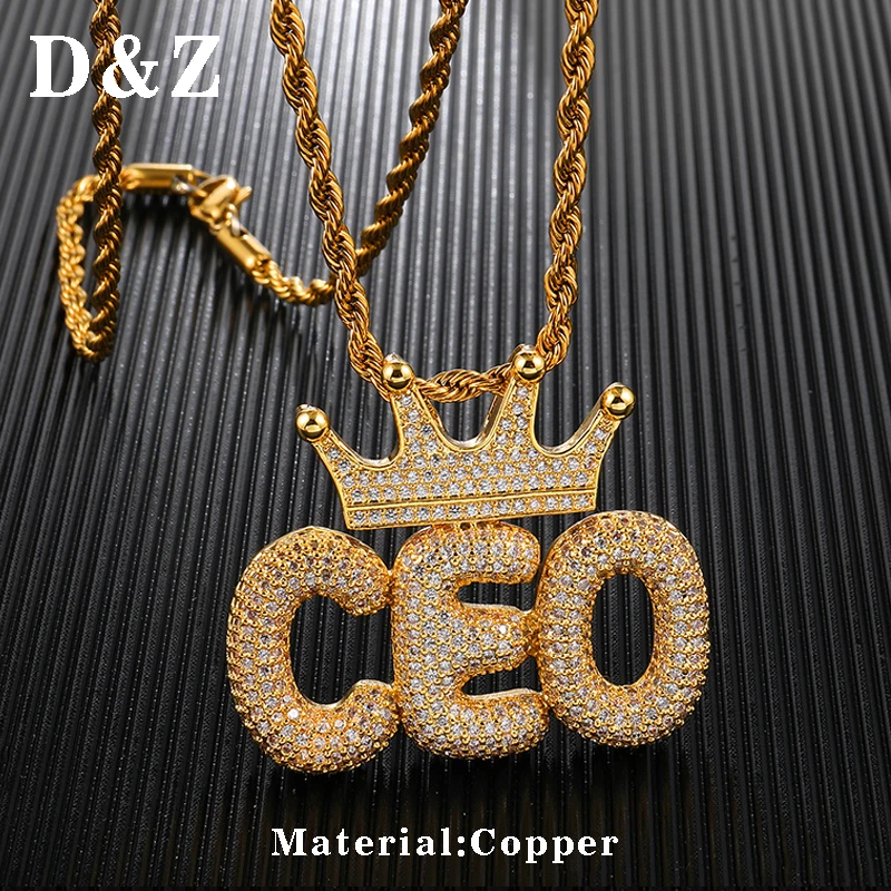 Ожерелье D &amp Z с надписью на заказ 2-10 украшение в стиле хип-хоп сверкающая