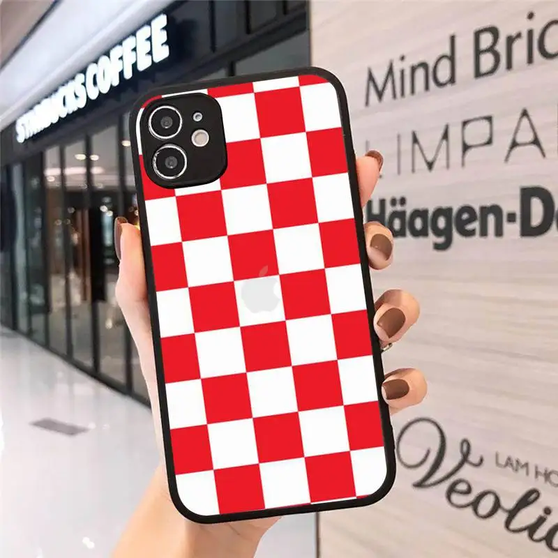 

Checkerboard Pattern art Phone Case Matte Transparent for iPhone 7 8 11 12 s mini pro X XS XR MAX Plus cover funda