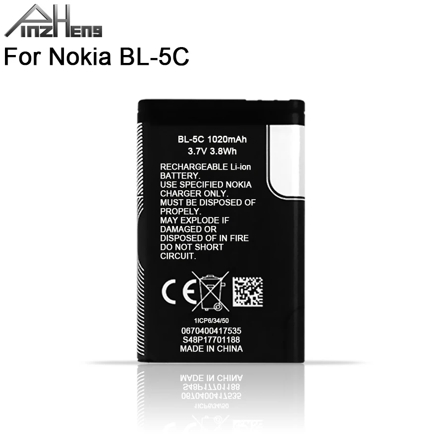

2020 PINZHENG BL-5C Phone Battery For Nokia BL 5C BL-5C BL5C 1112 1110 6600 N70 N71 N90 Replacement BL 5C Battery
